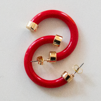 Hoo Hoops, Small Hoop Earrings (red)