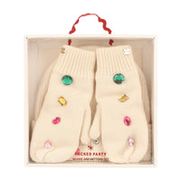 Snow Cute Sparkle Beanie and Mittens Set