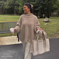 Latte Gingham Bow Jelly Tote Bag, CaseMate