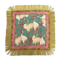 Crane Print Fringe Scarf