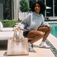 Latte Gingham Bow Jelly Tote Bag, CaseMate