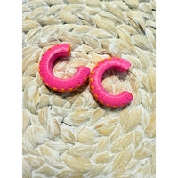Checkered Earring (hot pink)