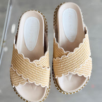 Gabbie Double Strap Raffia Slide