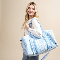 Oh So Fancy (Blue) On-the-Go Quilted Weekender Bag