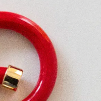 Hoo Hoops, Small Hoop Earrings (red)