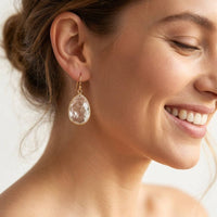 White Aura Crystal Drop Earrings
