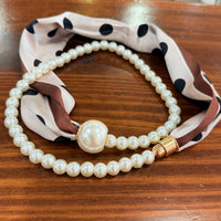 Layered Scarf And Pearl Necklace