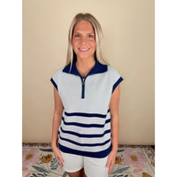 Celia Blue Chunky Stripe Top