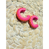 Checkered Earring (hot pink)