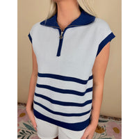 Celia Blue Chunky Stripe Top
