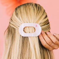 Pink Ribbon Medium Flat Round Teletie Clip