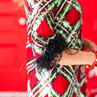 Brianna Cannon, Sequin Tartan Midi Dress