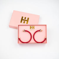 Hoo Hoops, Large Hoop Earrings (red)