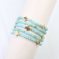 Flint Beaded Cross Stretch Bracelet Set Aqua
