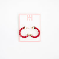 Hoo Hoops, Small Hoop Earrings (red)