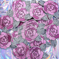 Pink Peony Flower Embroidered Patch Iron-On for Hats