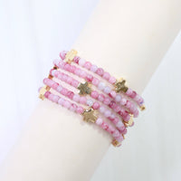 Flint Beaded Cross Stretch Bracelet Set Pink