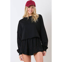 Red and Black Rhinestones Top