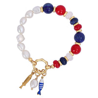 Lapis Pearl Charm Bracelet