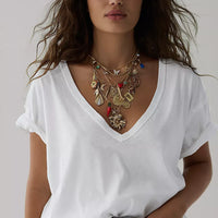 Nina V Neck Tee, FP (White)