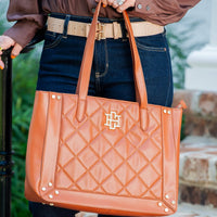 Sophie Zippered Tote (Saddle)