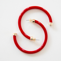 Hoo Hoops, Large Hoop Earrings (red)