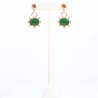 Buena Vista Stone and Pearl Drop Earring Green