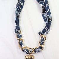 Santee Scarf Charm Necklace Navy Green