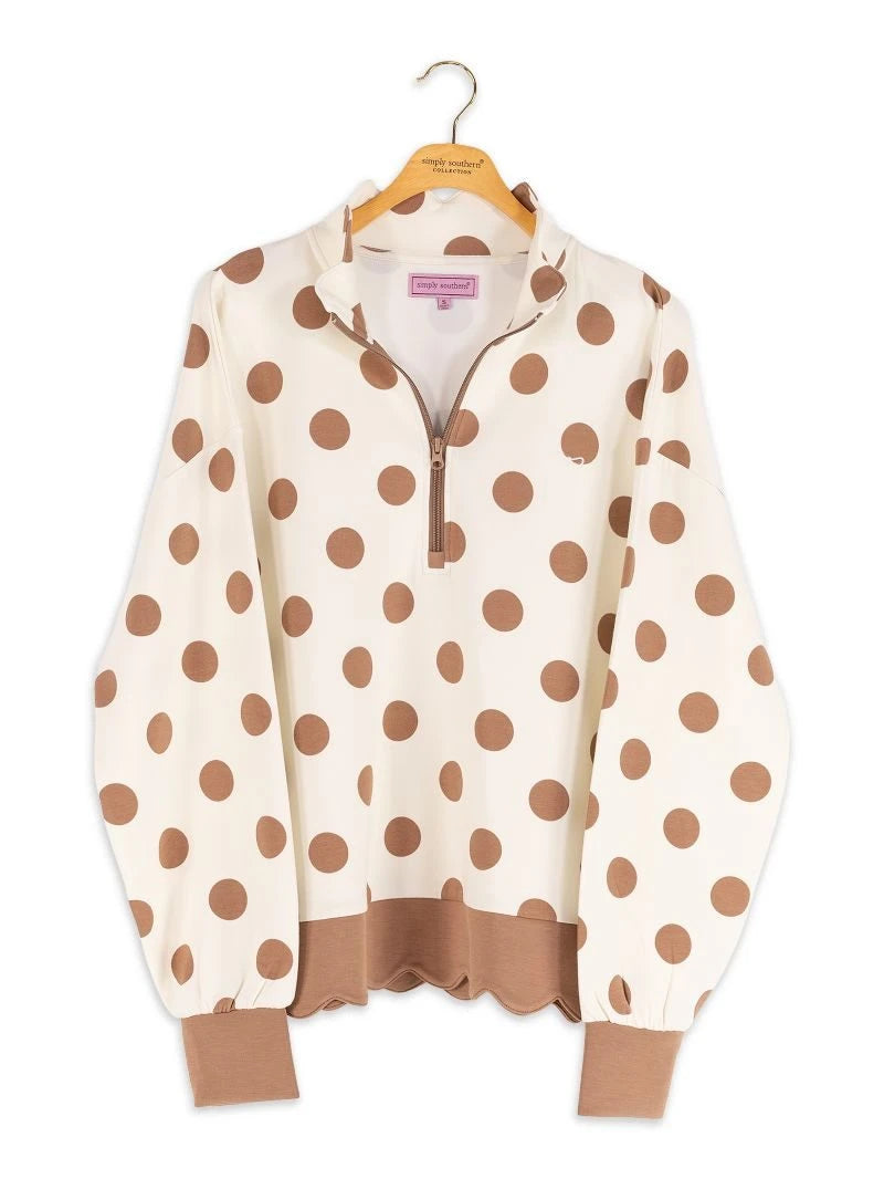 Polka Dot Quarterzip Sweatshirt