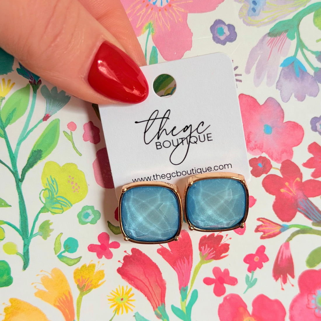 Stone Earring (Aqua)