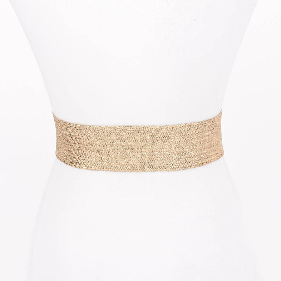 Metal Buckle Metallic Stretch Belt