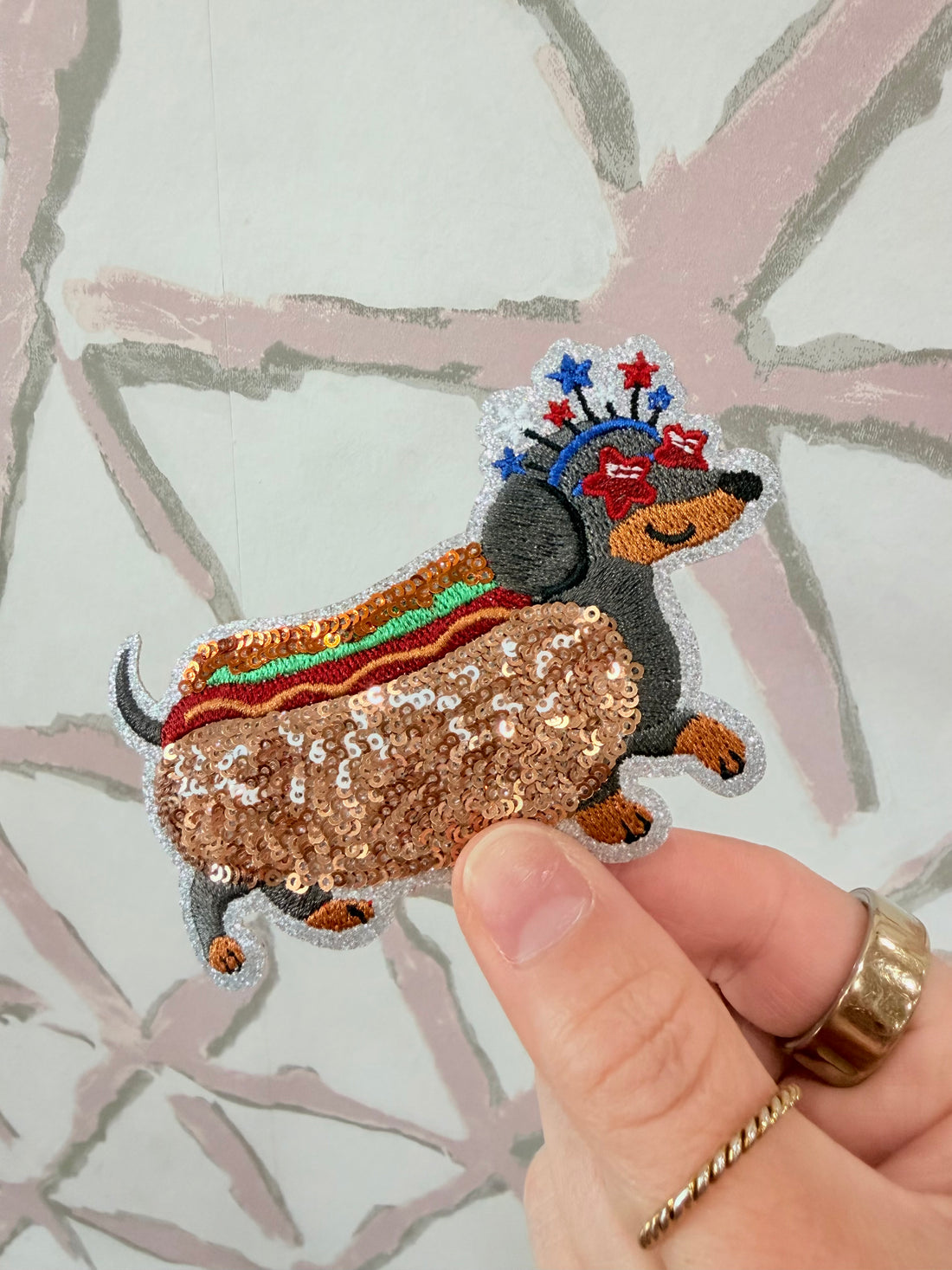 Hot Dog Sequin Patch