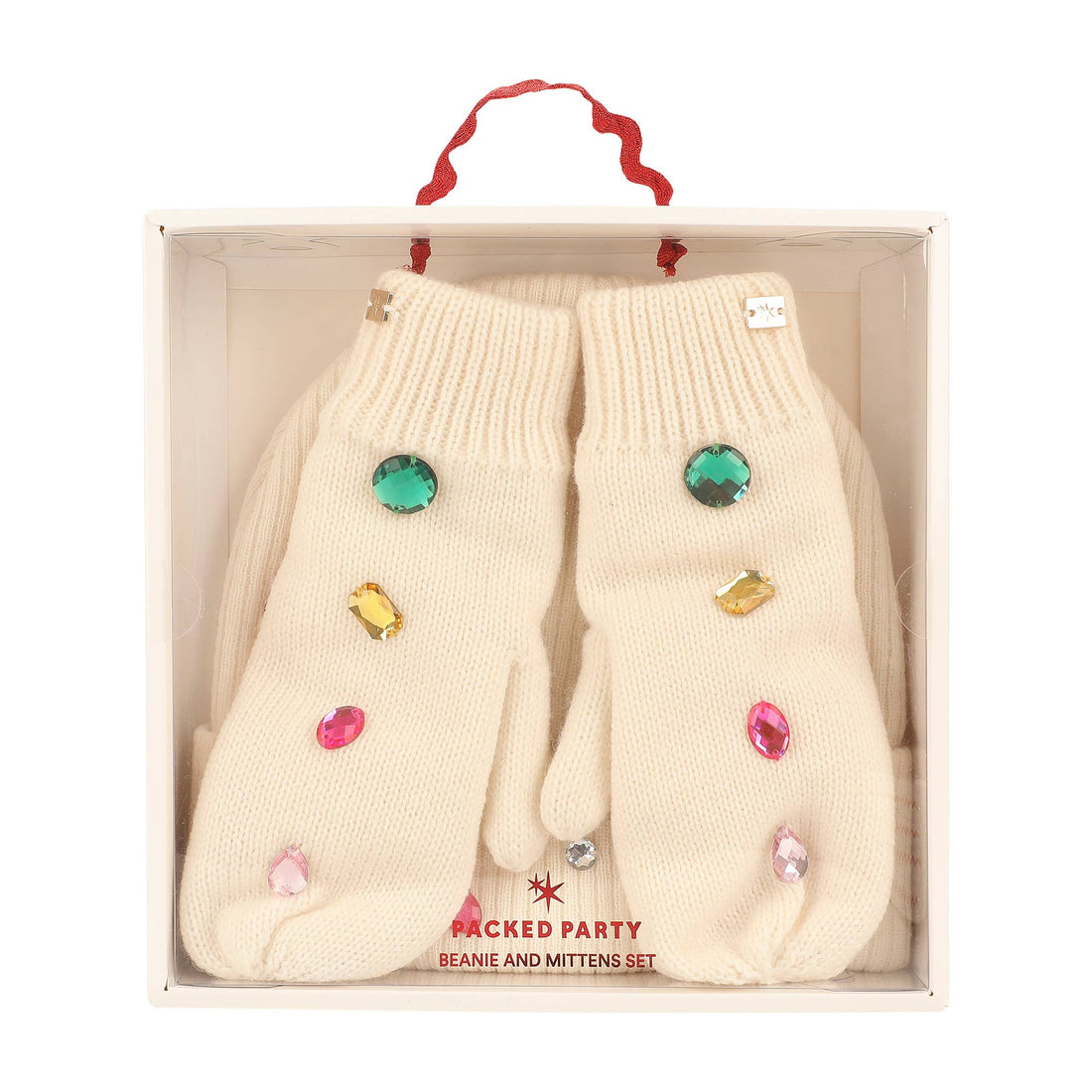 Snow Cute Sparkle Beanie and Mittens Set