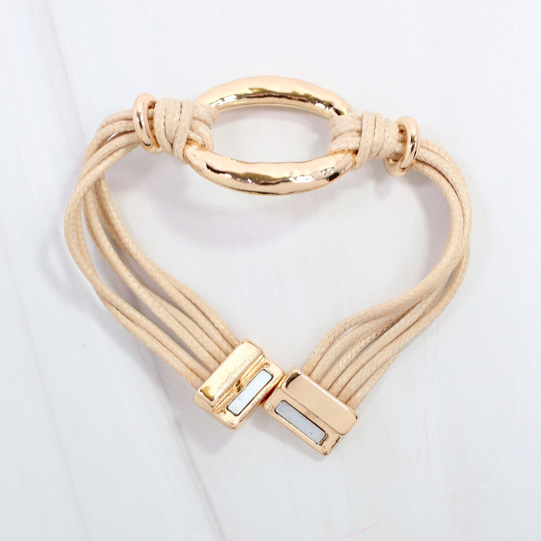 Westminster Gold Oval Corded Bracelet Ivory