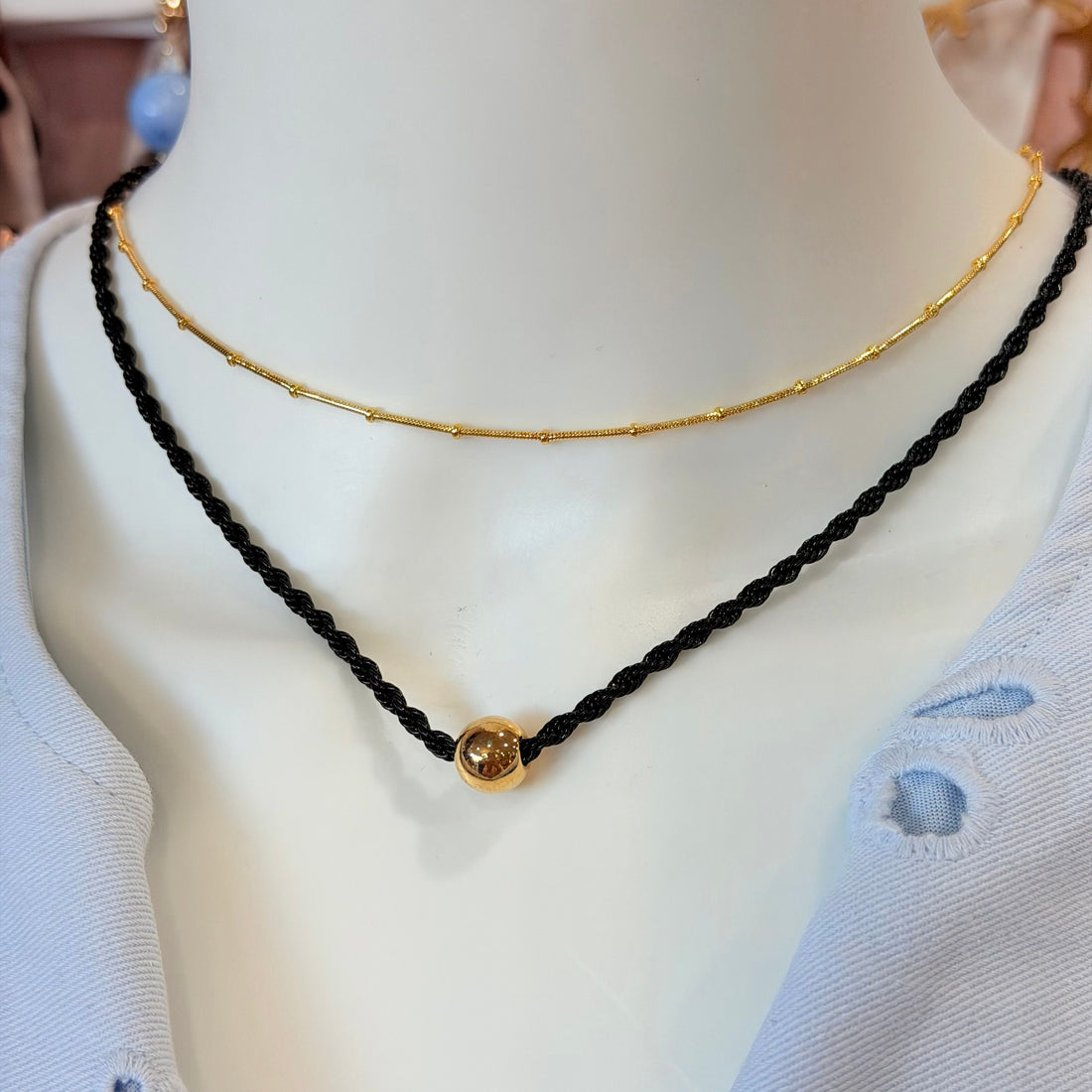 Layered Necklace Set (Black)