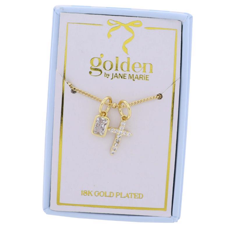 Kids 18K Cross & Pendant Necklace