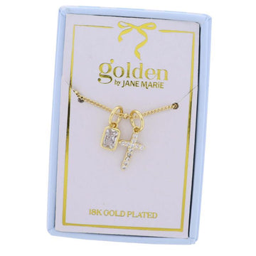 Kids 18K Cross & Pendant Necklace