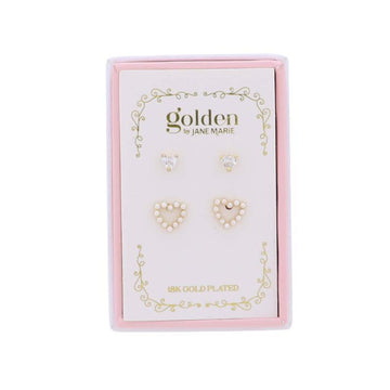 Kids 18K Heart & Pearl Set