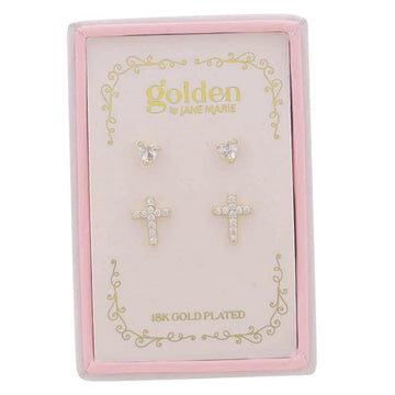 Kids 18K Heart & Cross Set