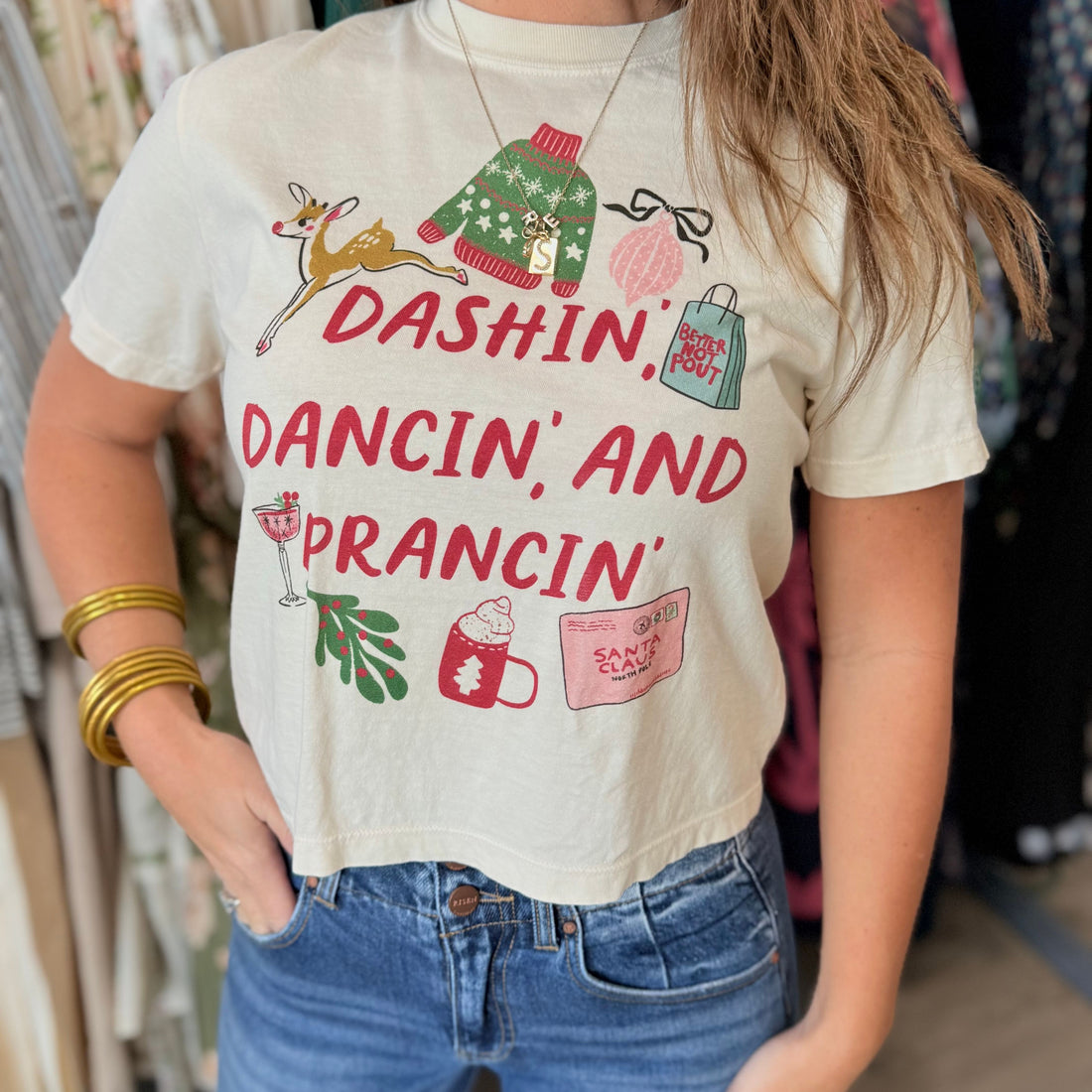 Dashin, Dancin and Prancin Crop Tee