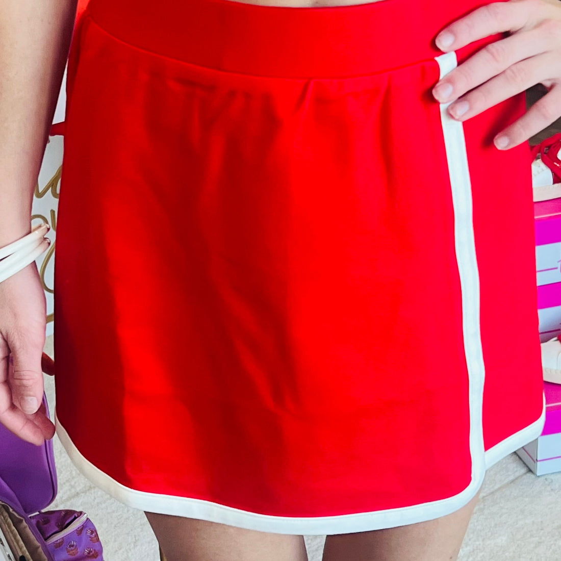 Bennett Skirt (red/white)
