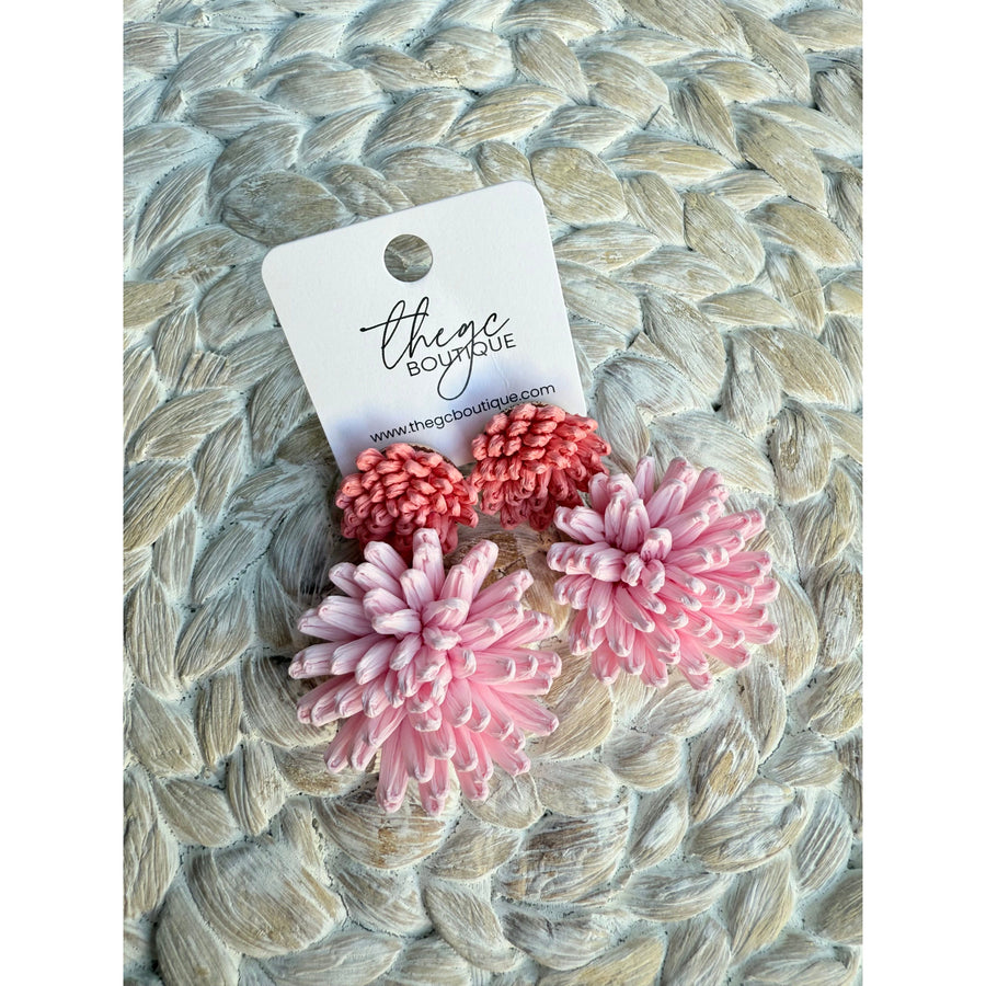 Raffia Flower Dangle Earring