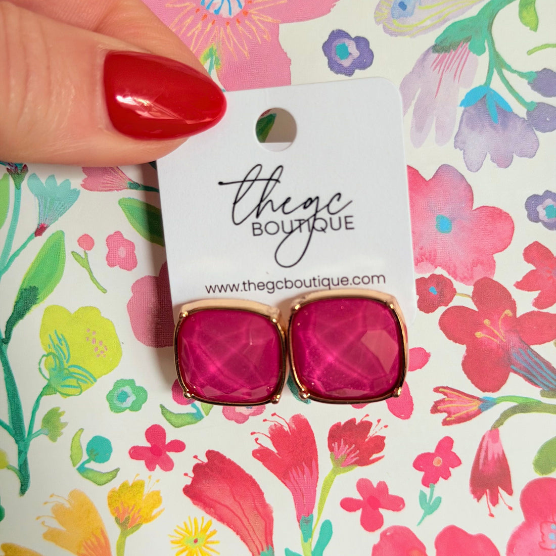 Stone Earring (Pink)