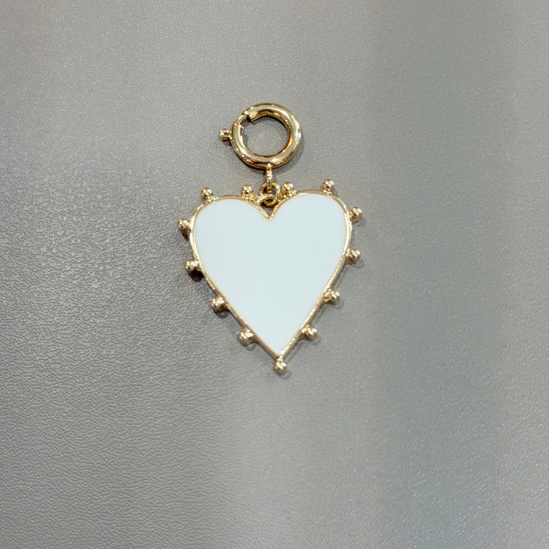 Beaded Heart Charm (White)