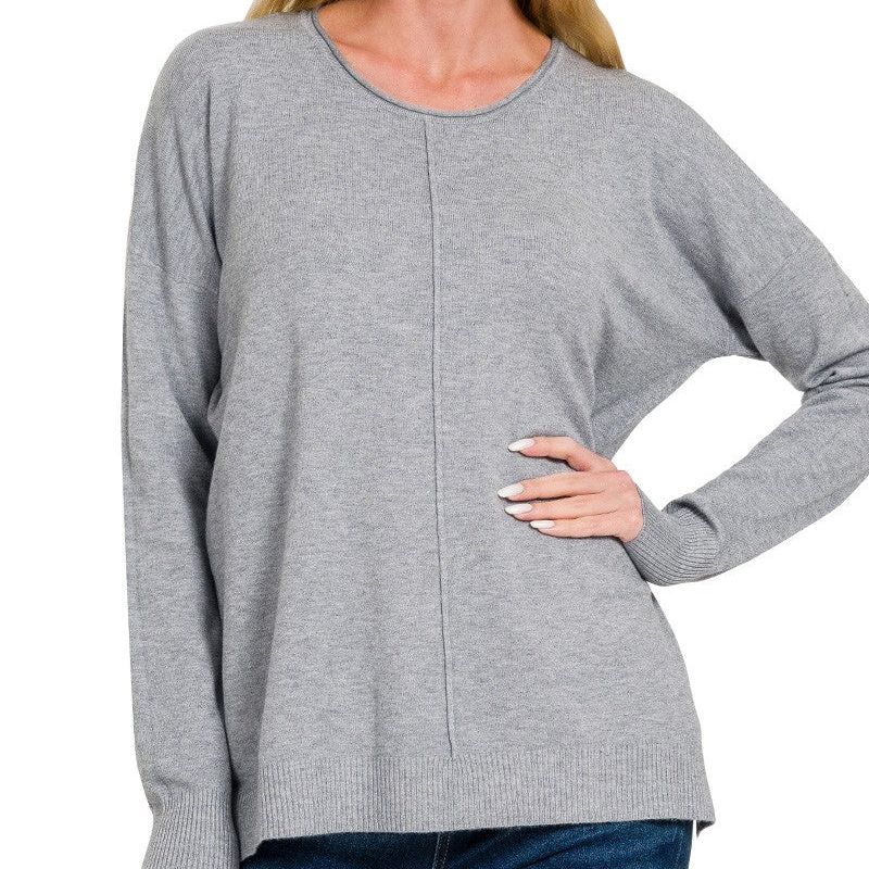 FRONT SEAM SWEATER - SIP N SEE DEAL (Heather Grey)