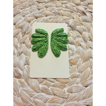 Raffia Wing Earring (green)