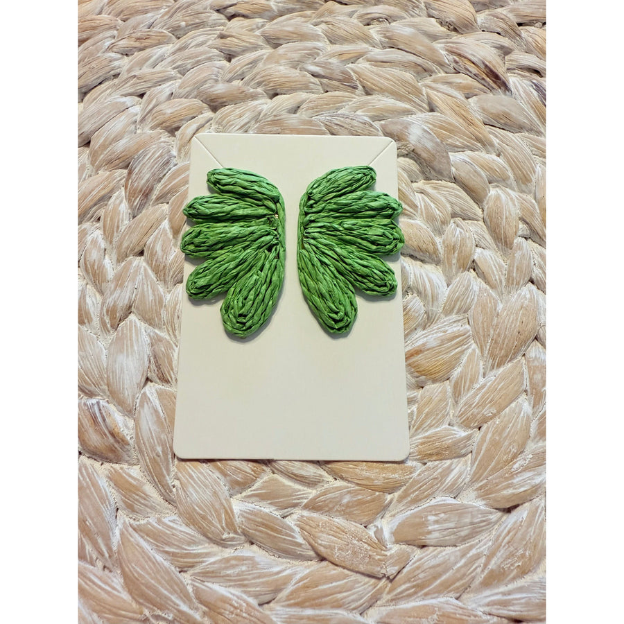 Raffia Wing Earring (green)