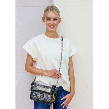 Quinn Quilted Clear Bag BLACK PATENT