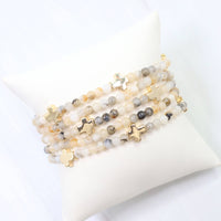 Flint Beaded Cross Stretch Bracelet Set (Natural)