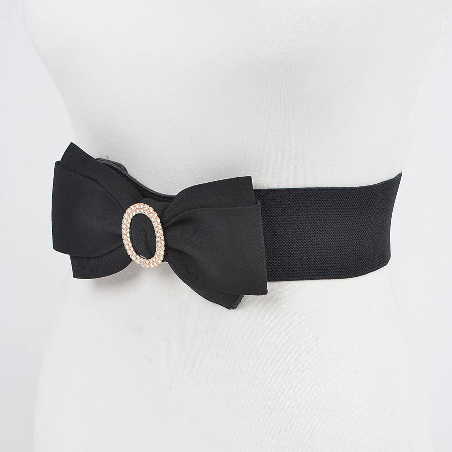 Rhinestone Bow Buckle Stretch Belt